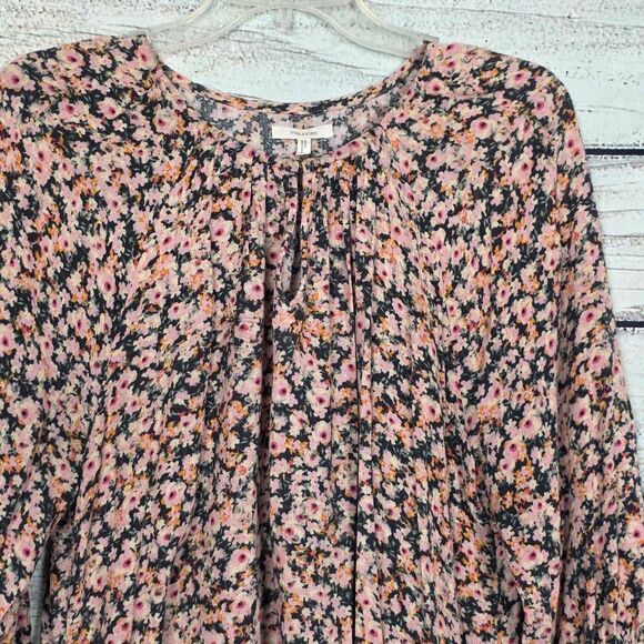 Maurices L Pink Floral 3/4 Sleeve Boho Peasant Blouse - Picture 2 of 8